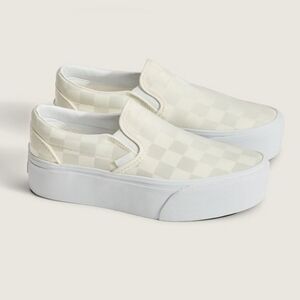 NEW! Vans Classic Stackform Checkerboard Marshmallow White 10.5 Price Firm